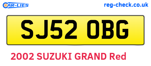 SJ52OBG are the vehicle registration plates.