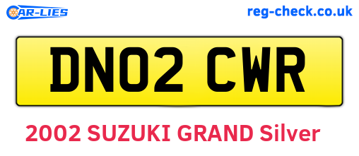 DN02CWR are the vehicle registration plates.