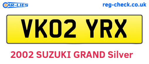 VK02YRX are the vehicle registration plates.