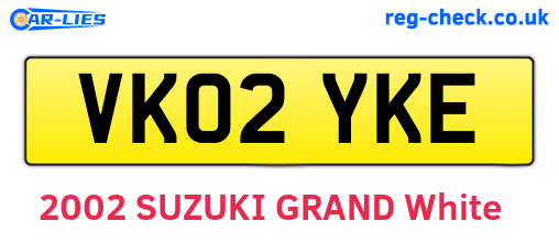 VK02YKE are the vehicle registration plates.