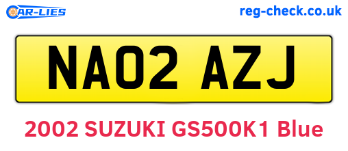 NA02AZJ are the vehicle registration plates.