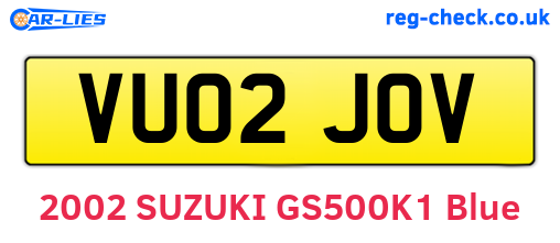 VU02JOV are the vehicle registration plates.