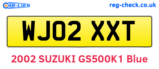 WJ02XXT are the vehicle registration plates.