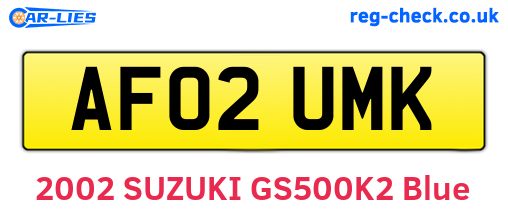 AF02UMK are the vehicle registration plates.