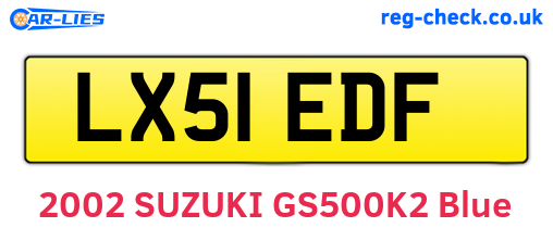 LX51EDF are the vehicle registration plates.