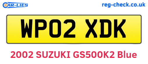 WP02XDK are the vehicle registration plates.