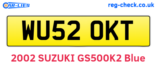 WU52OKT are the vehicle registration plates.