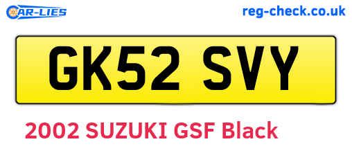 GK52SVY are the vehicle registration plates.