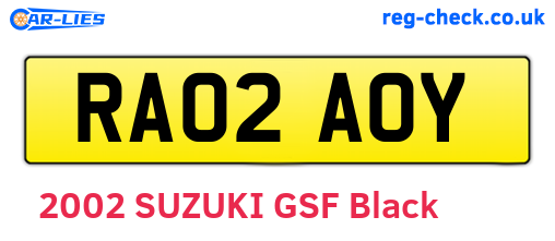 RA02AOY are the vehicle registration plates.