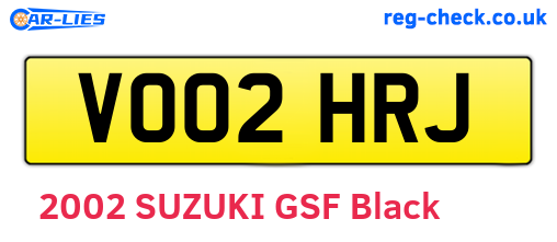 VO02HRJ are the vehicle registration plates.