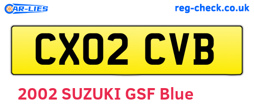 CX02CVB are the vehicle registration plates.