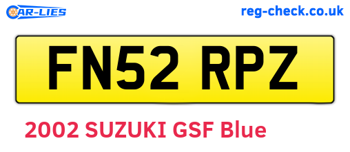 FN52RPZ are the vehicle registration plates.