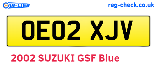 OE02XJV are the vehicle registration plates.