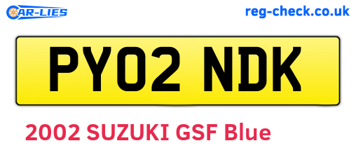 PY02NDK are the vehicle registration plates.