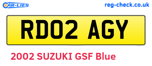 RD02AGY are the vehicle registration plates.