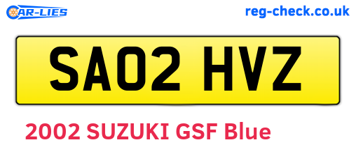 SA02HVZ are the vehicle registration plates.