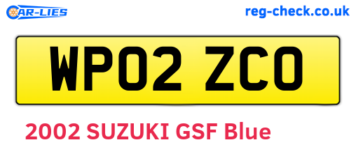 WP02ZCO are the vehicle registration plates.