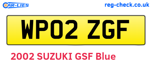 WP02ZGF are the vehicle registration plates.