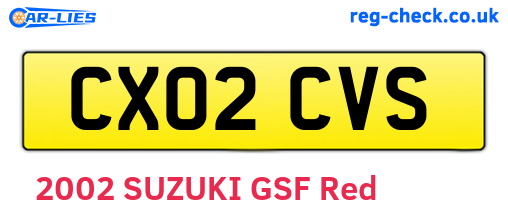 CX02CVS are the vehicle registration plates.