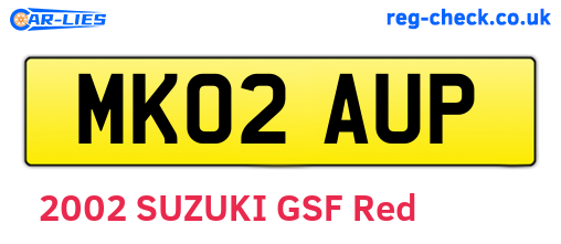 MK02AUP are the vehicle registration plates.