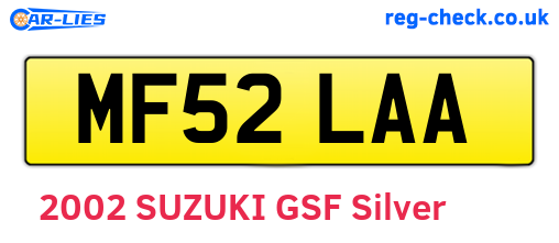 MF52LAA are the vehicle registration plates.
