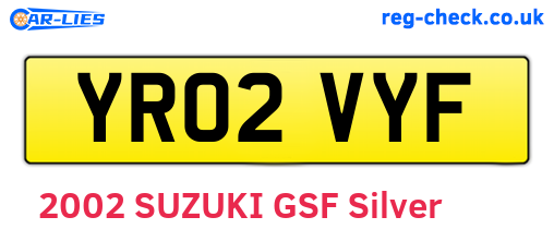 YR02VYF are the vehicle registration plates.