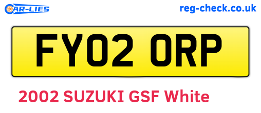 FY02ORP are the vehicle registration plates.