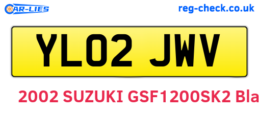 YL02JWV are the vehicle registration plates.