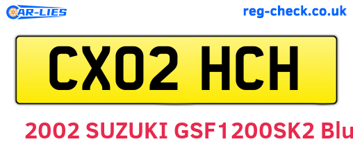 CX02HCH are the vehicle registration plates.