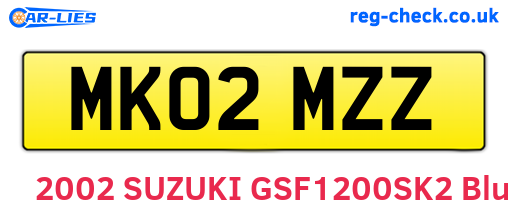 MK02MZZ are the vehicle registration plates.