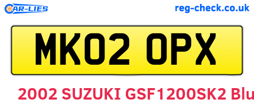 MK02OPX are the vehicle registration plates.