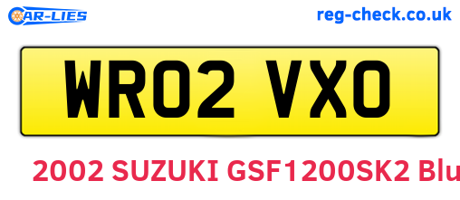 WR02VXO are the vehicle registration plates.