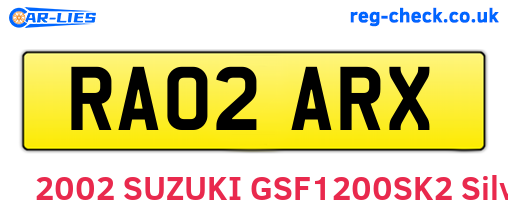 RA02ARX are the vehicle registration plates.