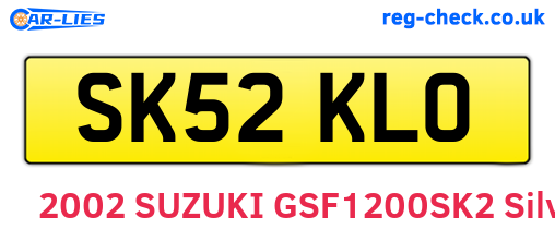 SK52KLO are the vehicle registration plates.