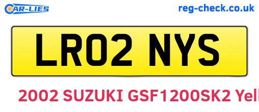 LR02NYS are the vehicle registration plates.