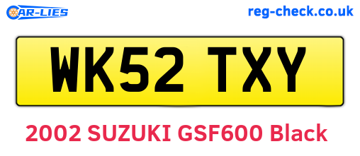 WK52TXY are the vehicle registration plates.