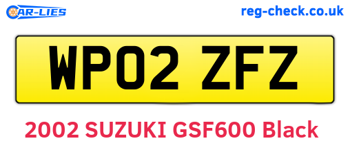 WP02ZFZ are the vehicle registration plates.