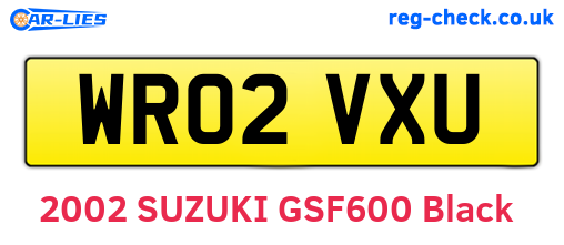 WR02VXU are the vehicle registration plates.
