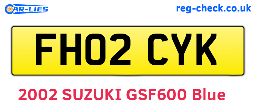 FH02CYK are the vehicle registration plates.