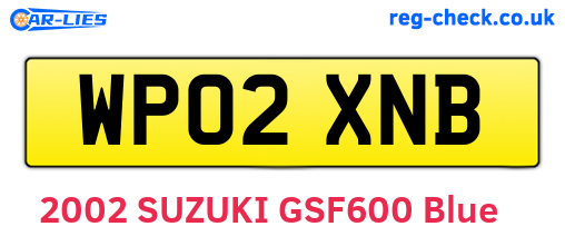 WP02XNB are the vehicle registration plates.