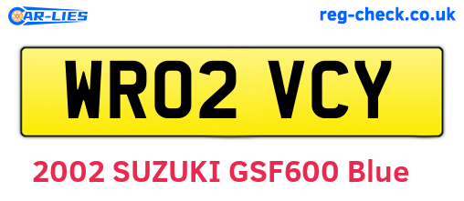 WR02VCY are the vehicle registration plates.
