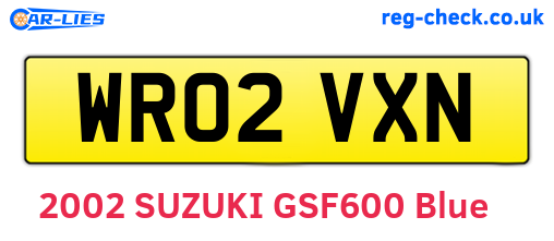 WR02VXN are the vehicle registration plates.