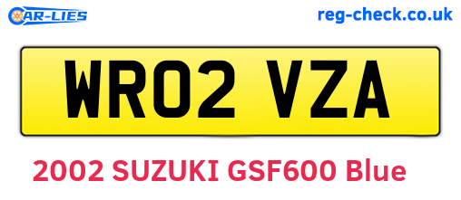 WR02VZA are the vehicle registration plates.
