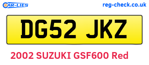 DG52JKZ are the vehicle registration plates.