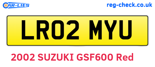 LR02MYU are the vehicle registration plates.