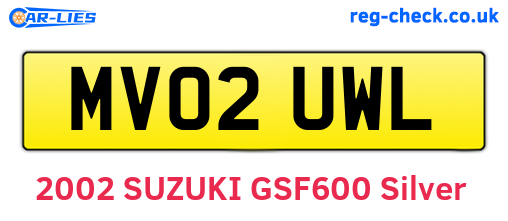 MV02UWL are the vehicle registration plates.