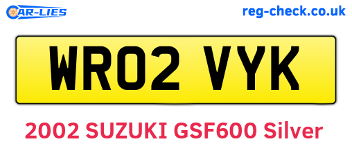 WR02VYK are the vehicle registration plates.