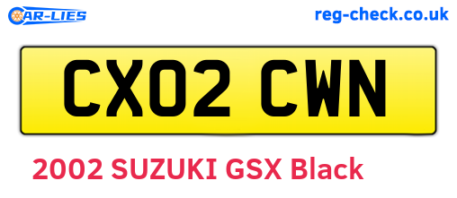 CX02CWN are the vehicle registration plates.