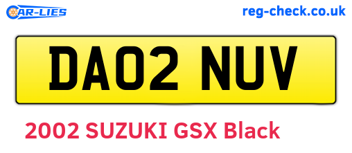DA02NUV are the vehicle registration plates.
