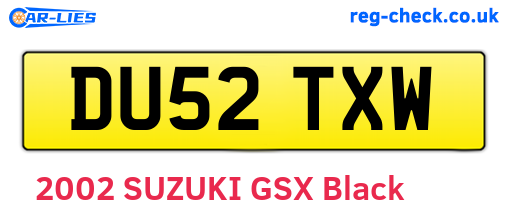DU52TXW are the vehicle registration plates.
